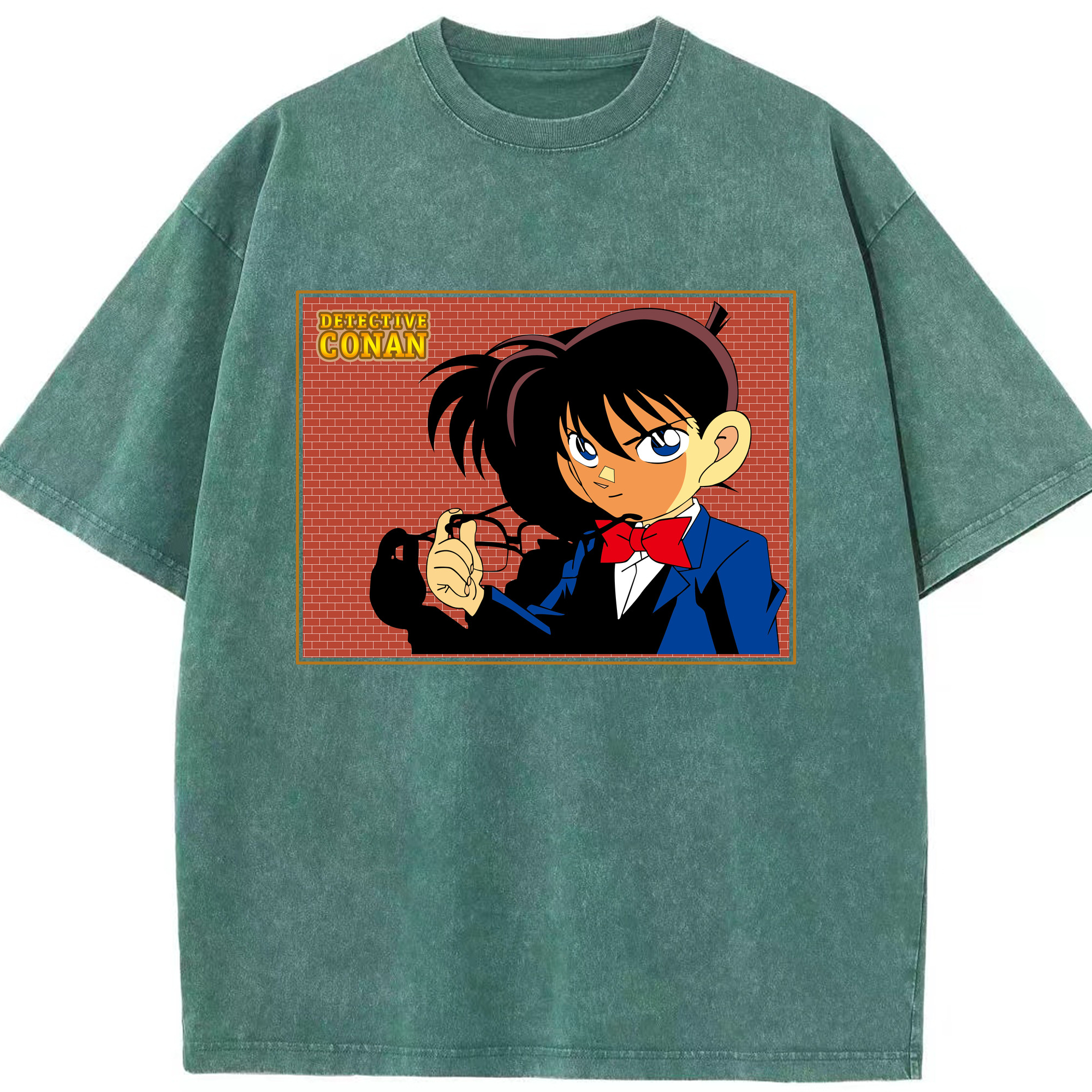 （画像用） 名探偵コナン 江戸川 コナン Detective Conan Conan Edogawa 綿100% ヴィンテージ風 半袖Tシャツ（フロントプリント）